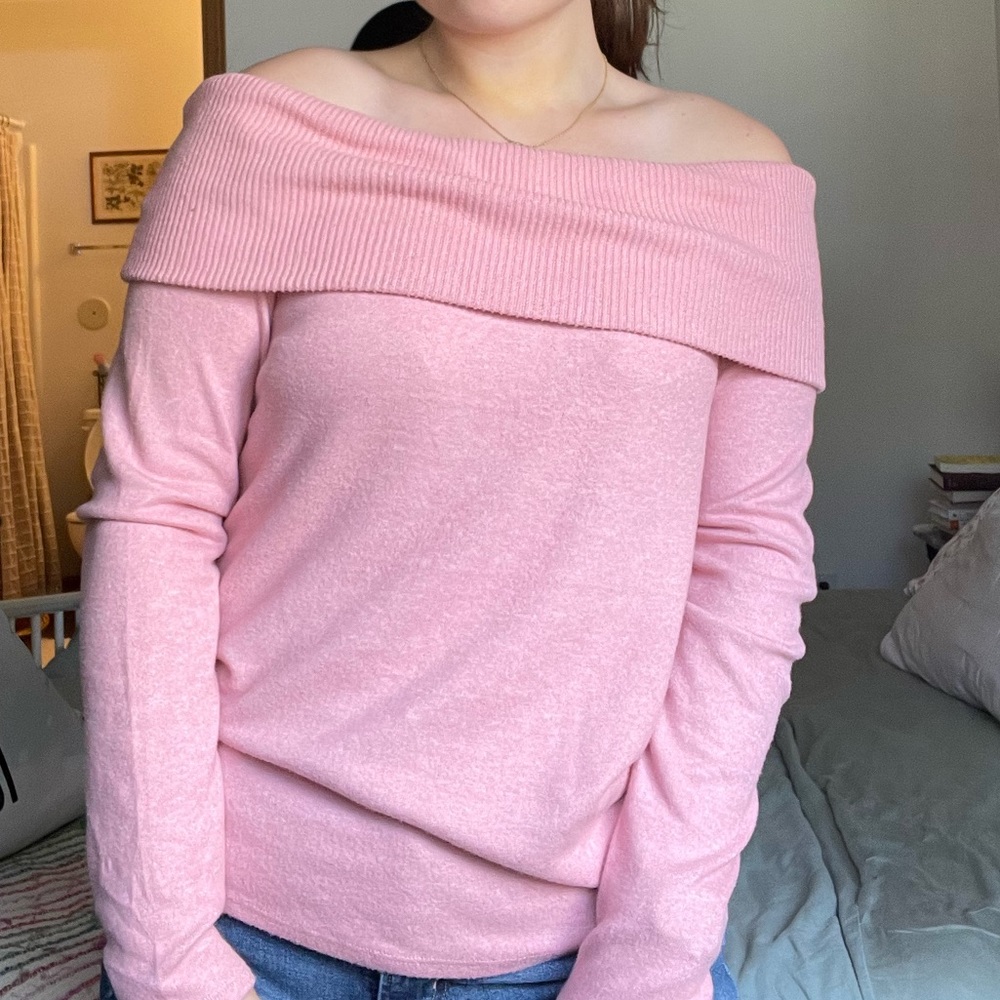 Express Off-Shoulder Pink Sweater (L) NWT
